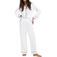 thumbnail image 1 of Ekouaer Satin Pajama Set for Women Silky Sleepwear Long Sleeve Top and Pants Button Down Pjs Lounge Set, 1 of 6