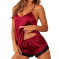 thumbnail image 1 of Ekouaer Satin Pajamas Women Lace Sleepwear Lingerie Cami Shorts Set Nightwear, 1 of 6