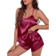 thumbnail image 1 of Ekouaer Satin Womens Pajama Sets Silky Short Pjs Cami Set Lingerie V-Neck Valentine Loungwear Sleepwear, 1 of 6