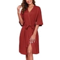 thumbnail image 1 of Ekouaer Short Robes for Women Lightweight Kimono Robes Knit Bathrobe Soft Sleepwear with Pockets, 1 of 6