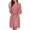 thumbnail image 1 of Ekouaer Short Robes for Women Lightweight Kimono Robes Knit Bathrobe Soft Sleepwear with Pockets, 1 of 4