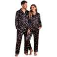 thumbnail image 1 of Ekouaer Couples Matching Pajamas Silk Long Sleeve Sleepwear Satin Soft Button Down Loungewear Pjs Set, 1 of 6