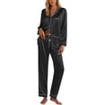 thumbnail image 1 of Ekouaer Silk Pajamas for Women Classic Button Down Satin Pajama Sets Long Sleeve Lounge Set, 1 of 6