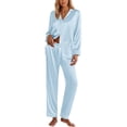 thumbnail image 1 of Ekouaer Silk Pajamas for Women Classic Button Down Satin Pajama Sets Long Sleeve Lounge Set, 1 of 6
