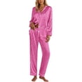 thumbnail image 1 of Ekouaer Silk Pajamas for Women Classic Button Down Satin Pajama Sets Long Sleeve Lounge Set, 1 of 6