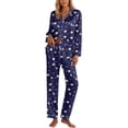 thumbnail image 1 of Ekouaer Silk Pajamas for Women Classic Button Down Satin Pajama Sets Long Sleeve Lounge Set, 1 of 6