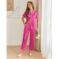 thumbnail image 1 of Ekouaer Silk Pajamas for Women Satin Short Sleeve Pajamas Set with Ruffle 2 Pieces Button Down Tops and Pants, 1 of 6