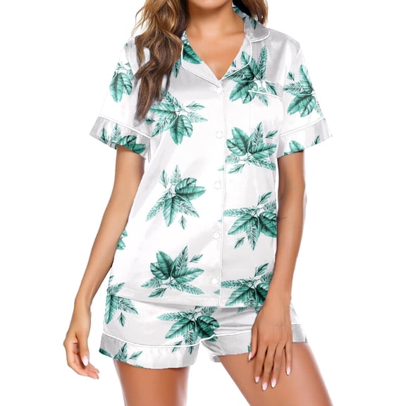 Ekouaer Silk Pajamas for Women Set 2 Piece Satin Loungewear Short Sleeve Sleepwear Soft Pjs Shorts Set