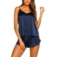 thumbnail image 1 of Ekouaer Silk Pajamas for Women Satin Cami Pjs Set V Neck Camisole Shorts Set Adjustable Strap Sleepwear, 1 of 6