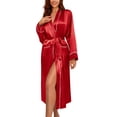 thumbnail image 1 of Ekouaer Silk Robes for Women Long Sleeve Satin Bathrobe Soft Lightweight Full Length Sleepwear with Pockets Bridesmaid Wedding Party Robes, 1 of 5