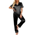 thumbnail image 1 of Ekouaer Silk Satin Pajamas Set Women Short Sleeve Sleepwear Soft Button Down Loungewear Pjs Set, 1 of 6