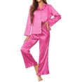 thumbnail image 1 of Ekouaer Silk Satin Pajamas Set Womens Long Sleepwear Button Down 2 Piece Classic Soft Loungewear Pjs Set, 1 of 5