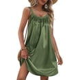 thumbnail image 1 of Ekouaer Silky Satin Nightgown for Women Sleeveless Sleepwear Tank Night Shirts Pleated Sleepshirt Casual Dress, 1 of 6