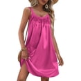 thumbnail image 1 of Ekouaer Silky Satin Nightgown for Women Sleeveless Sleepwear Tank Night Shirts Pleated Sleepshirt Casual Dress, 1 of 6