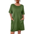 thumbnail image 1 of Ekouaer Sleep Shirts for Women Nightgown Short Sleeves T shirt Night Dress Round Neck Womans Nightgown with Pocket, 1 of 6
