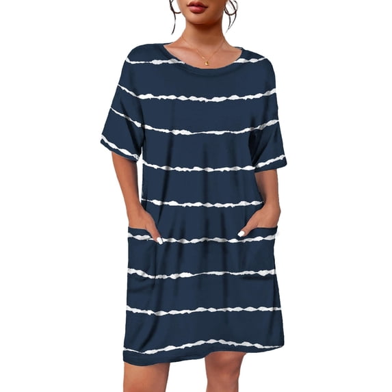 Ekouaer Sleep Shirts for Women Nightgown Short Sleeves T shirt Night Dress Round Neck Womans Nightgown with Pocket