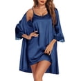 thumbnail image 1 of Ekouaer Sleepwear Women's Satin Nightgown with Robes Set 2 Piece Sexy Lace Cami Nightwear, 1 of 4