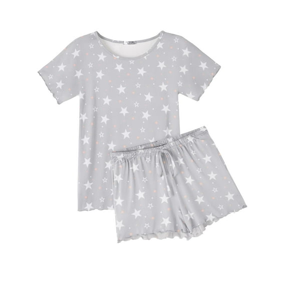 Ekouaer Pajama Set for Women with Pockets Short Sleeve 2 Piece Lounge Set Women Loose T Shirts and Shorts Soft Sleepwear