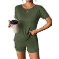 thumbnail image 1 of Ekouaer Summer Pajama Set for Women with Pockets - Soft Stretch Lounge Sets for Women Sleepwear Shorts & Top with Elastic Cuffs, 1 of 5