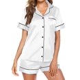 thumbnail image 1 of Ekouaer Summer Pajamas for Women Button Down Sleepwear Silk Loungewear Short Sleeve Top and Shorts Pjs WhiteX-Large, 1 of 6