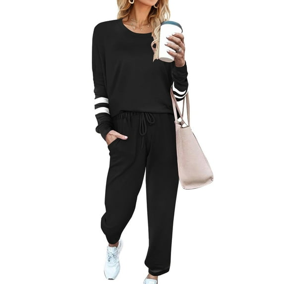 Ekouaer Sweatsuits Womens Loungewear Set Tracksuit Long Sleeve Pajamas Set with Pockets 2 Piece Outfits Lounge Sets
