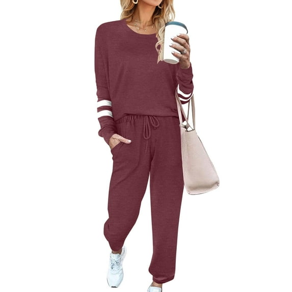 Ekouaer Sweatsuits Womens Loungewear Set Tracksuit Long Sleeve Pajamas Set with Pockets 2 Piece Outfits Lounge Sets