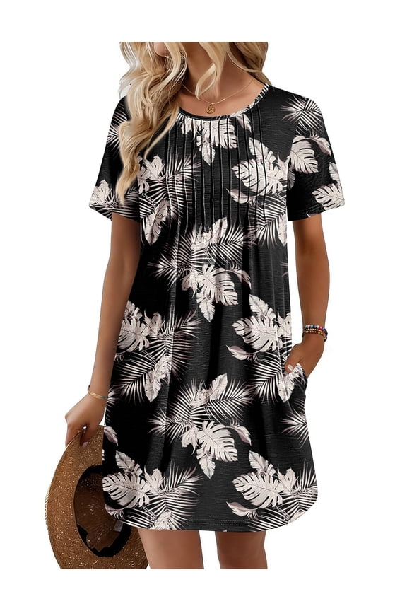 Swimsuit Coverup for Women 2026 Short Sleeve Bathing Suit Cover Ups Beach Summer T-Shirt Dresses with Pockets