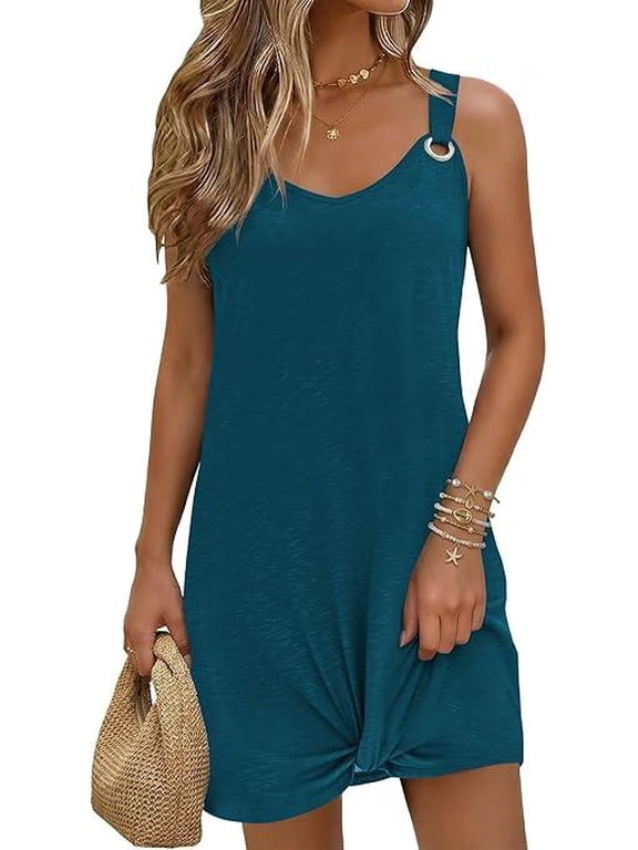Swimsuit Coverup for Women Sleeveless Bathing Suit Cover Up 2026 Twisted Tank Beach Summer Dress A-line Sundress
