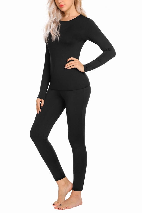 Womens Thermal Underwear Set – Lightweight Base Layer Long Johns & Shirt – Warm Winter Pajamas & Cold Weather Base Layer