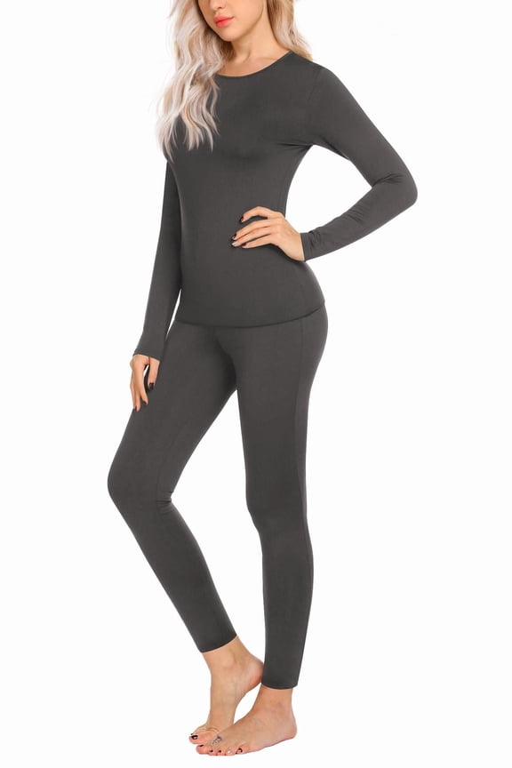 Womens Thermal Underwear Set – Lightweight Base Layer Long Johns & Shirt – Warm Winter Pajamas & Cold Weather Base Layer