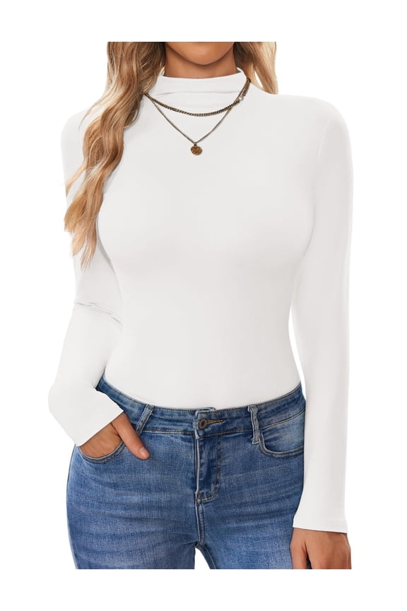 Turtleneck Shirt Women Long Sleeve Mock Neck Slim Fit Tops Thermal Base Layer Soft Lightweight Stretch Undershirts