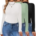 thumbnail image 1 of Ekouaer Turtleneck Shirt Women Long Sleeve Mock Neck Slim Fit Tops Thermal Base Layer Soft Lightweight Stretch Undershirts, 1 of 5