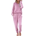 thumbnail image 1 of Ekouaer Valentine' Pajamas Women' Long Sleeve Pj Set Soft 2 Piece Loungewear Sleepwear with Jogger Pants, 1 of 6