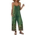 thumbnail image 1 of Ekouaer Wide Leg Jumpsuits for Women Casual Overalls Sleeveless Vacation Outfits One Piece Boho Printed Romper with Pocket, 1 of 6