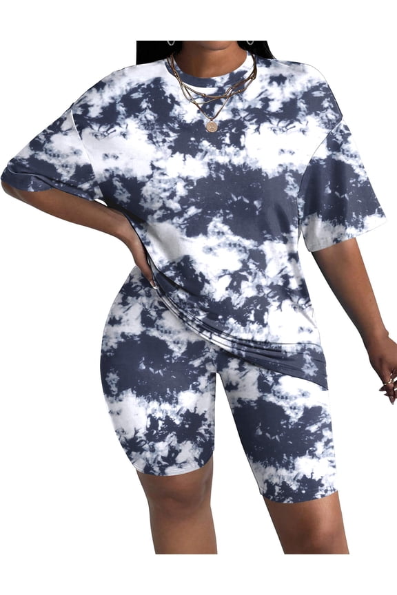 Women 2 Piece Lounge Sets Moisture Wicking Summer Outfits 2026 Oversized T-Shirt and Biker Short Matching Sets
