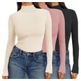 thumbnail image 1 of Ekouaer Women 3 Pack Turtleneck Shirts Ribbed Thermal Underwear Tops Lightweight Long Sleeve Layer Tees Basic Pullover Blouse, 1 of 6