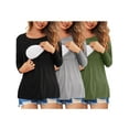 thumbnail image 1 of Ekouaer Women 3 Packs Nursing Shirts Long Sleeve Maternity Tops Double Layer Breastfeeding Tees Round Neck Pregnancy Blouse Light Grey+Black+Army Green, 1 of 6