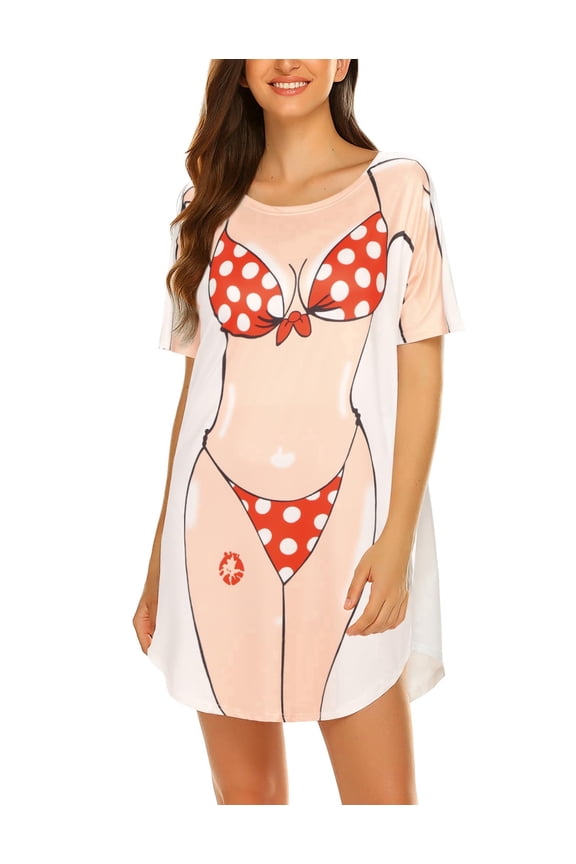 Women Bikini Body Shirt Lady's Plus Size Bikini Tshirt Funny Bathing Suit