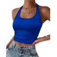thumbnail image 1 of Ekouaer Women Halter Top Backless Scroop Neck Slim Stretchy Ribbed Knit Camisole Crop Tops, 1 of 6
