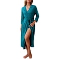 thumbnail image 1 of Ekouaer Women Robe Long Knit Bathrobe Lightweight Soft Summer kimono Robes Casual Loungewear with Attached belt, 1 of 7