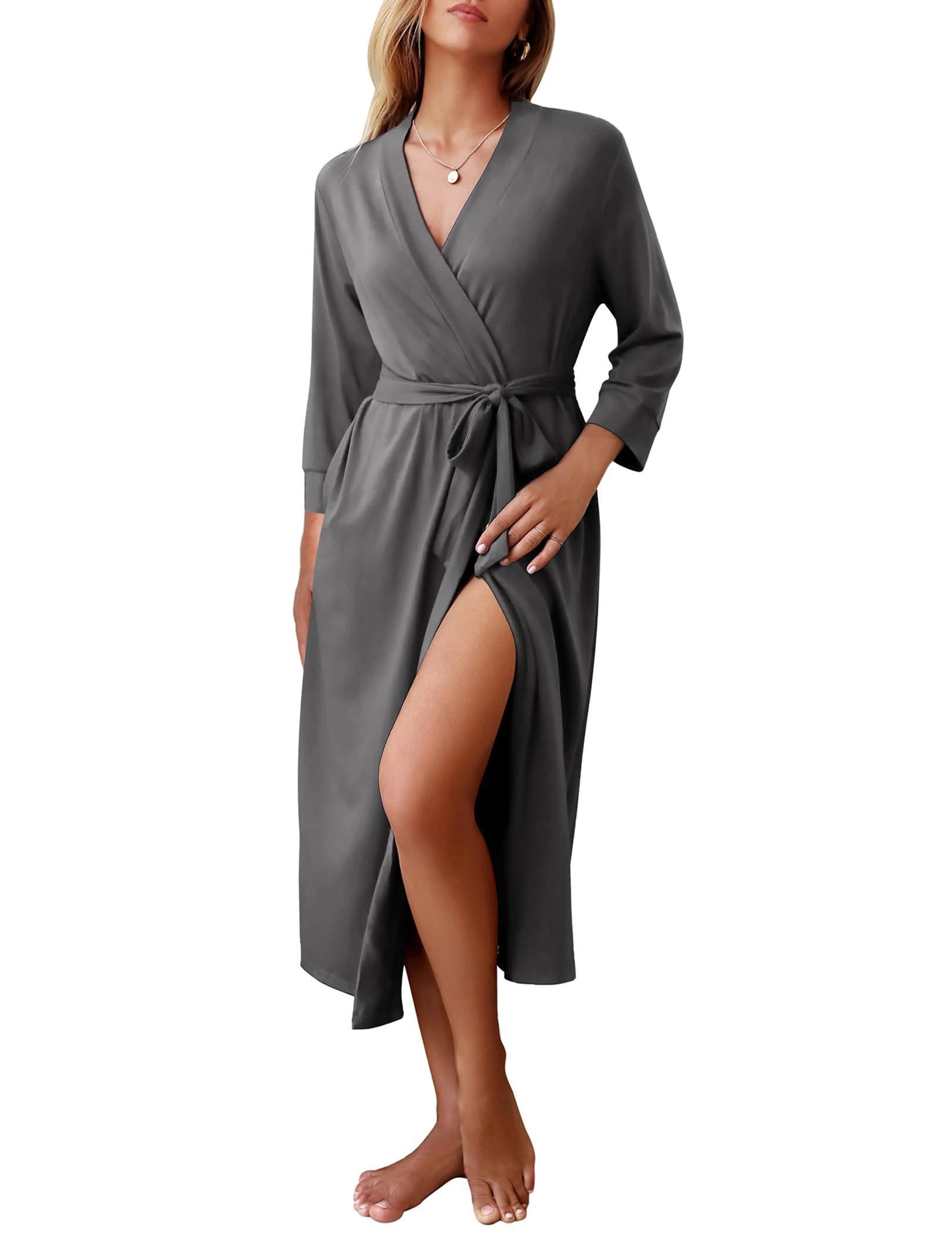 Ekouaer Women Robes Long Knit Bathrobe Lightweight Soft Summer Kimono ...