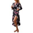 thumbnail image 1 of Ekouaer Women Kimono Robes Full Length Knit Bathrobe Lightweight Soft Sleepwear V-neck Casual Ladies Loungewear, 1 of 6