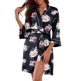 thumbnail image 1 of Ekouaer Women Kimono Robes Knee Length Knit Bathrobe Lightweight Soft Sleepwear V-neck Casual Ladies Loungewear, 1 of 6