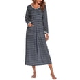 thumbnail image 1 of Ekouaer Women Long House Coat Zipper Front Robes Full Length Nightgowns with Pockets Striped Loungewear, 1 of 4