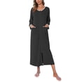 thumbnail image 1 of Ekouaer Women Long House Coat Zipper Front Robes Full Length Nightgowns with Pockets Striped Loungewear, 1 of 5