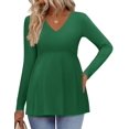 thumbnail image 1 of Ekouaer Women' Maternity Shirts Long Sleeve Pregnancy Tops for Women V Neck Tunic Blouses Clothes, 1 of 6