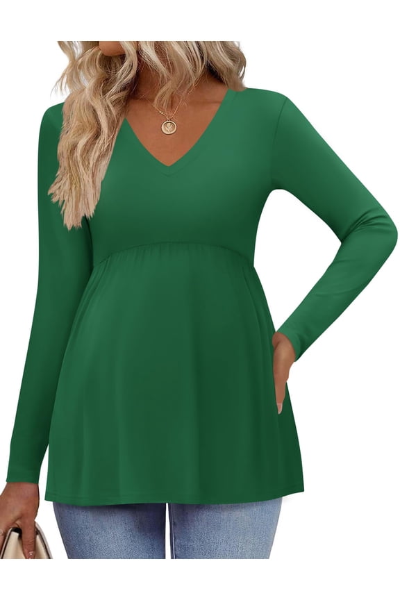 Women' Maternity Shirts Long Sleeve Pregnancy Tops for Women V Neck Tunic Blouses Clothes