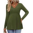 thumbnail image 1 of Ekouaer Women' Maternity Shirts Long Sleeve Pregnancy Tops for Women V Neck Tunic Blouses Clothes, 1 of 6