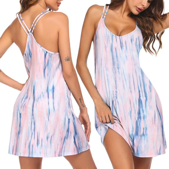 Ekouaer Women' Nightgown Sleeveless Sleepwear Sleep Shirt Racerback Night Shirt Pajama Dress