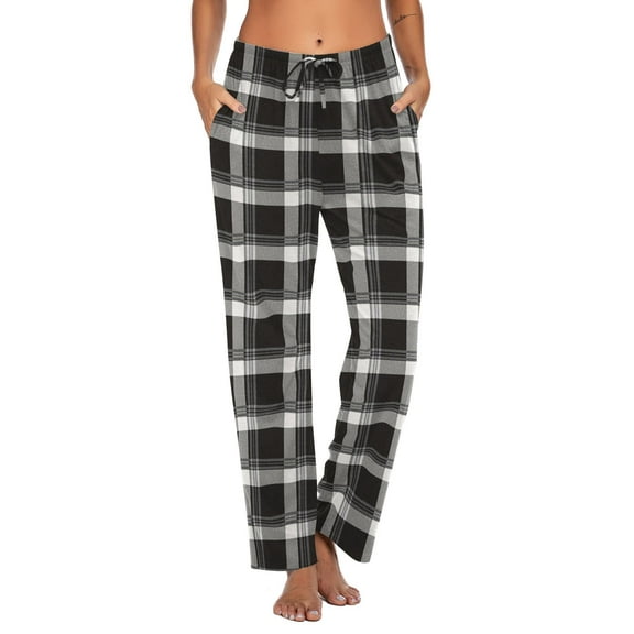 Ekouaer Women Pajama Pants Comfy Pj Bottom with Pockets Stretch Plaid Sleepwear